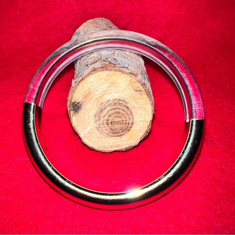 Clear Plastic Lucite Acrylic Resin Bangle Bracelet 3” Unique Style Retro